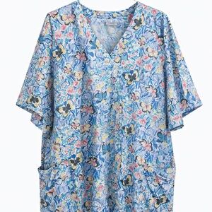 Floral V-Neck SCRUB Top